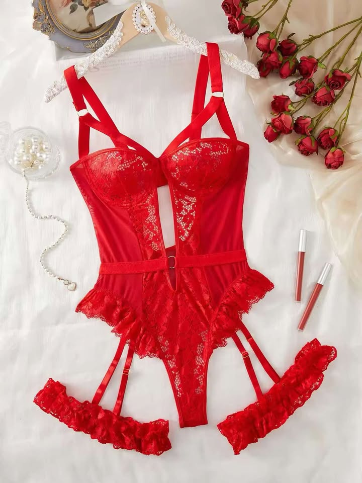 Ensemble de lingerie jarretière en dentelle florale