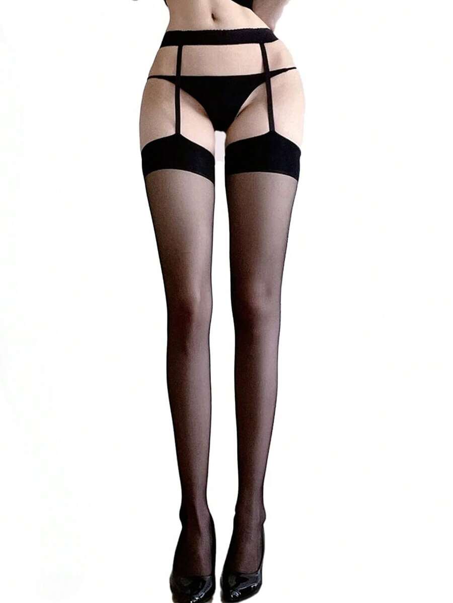 Bas porte-jarretelles tout-en-un (ou Collants effet porte-jarretelles).